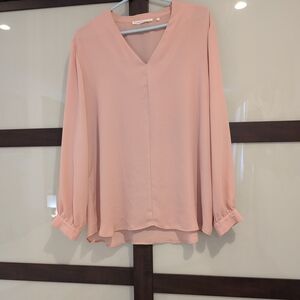 Violet & Claire Soft Pink V-Neck Blouse